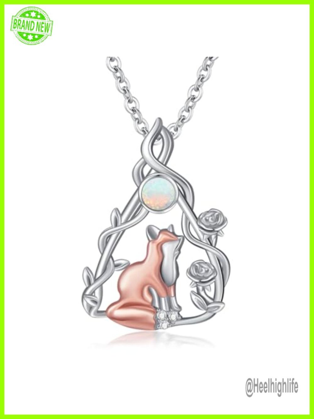 Sterling Silver Opal Animal Pendant Necklace